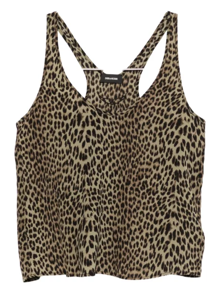 Leopardí top Zadig&voltaire s potiskem zelený