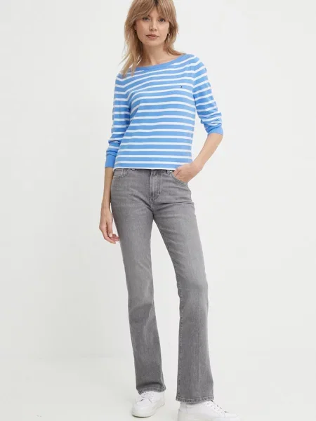 Tommy Hilfiger pulover z bombažem modra