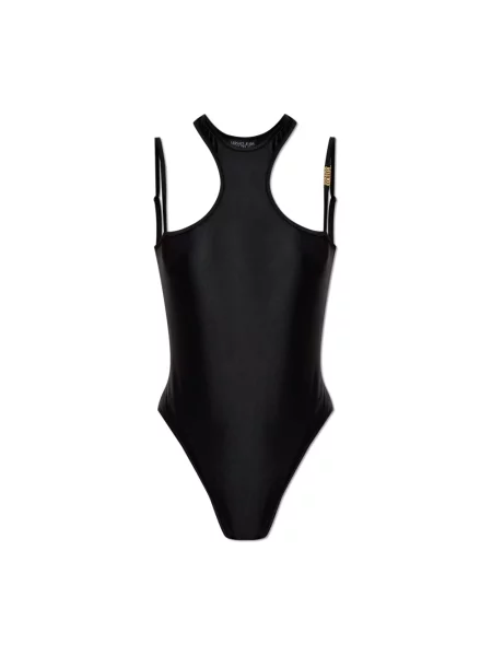 Koszulka Versace Jeans Couture z odkrytymi ramionami czarna