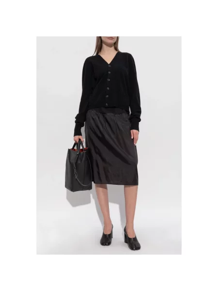 Lniana spódnica midi Maison Margiela czarna
