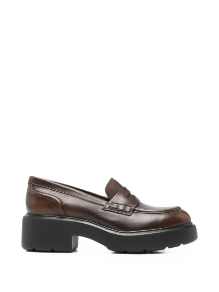 Pantofi loafer Santoni din piele chunky maro