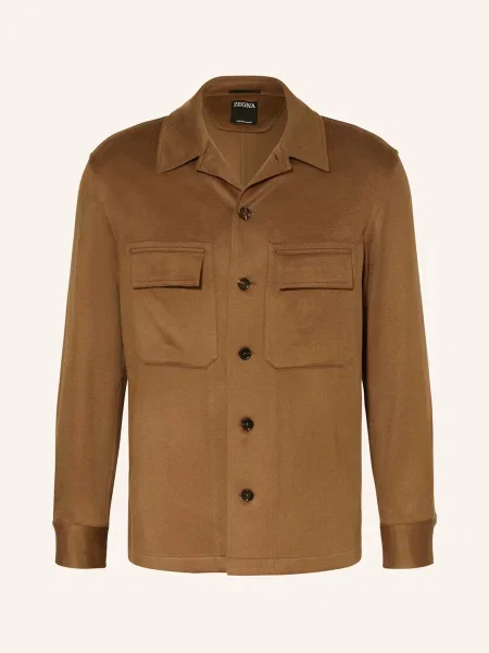 Zegna Bunda Alba Z Kašmíru tmavě hnědá