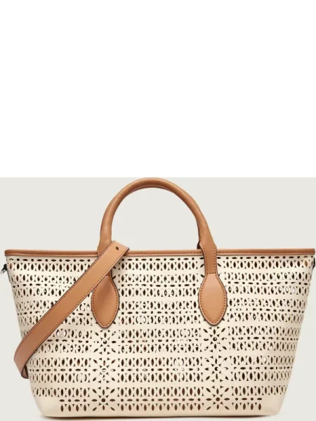GIANNI CHIARINI Shopper táska MASHUP bőr hozzáadásával bézs