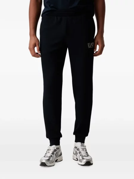 Pantaloni Ea7 Emporio Armani alergare cu autograf negru