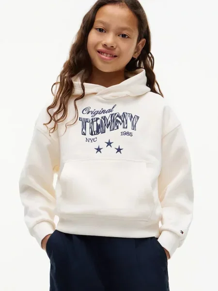 Tommy Hilfiger hanorac cu glugă pentru copii din alb