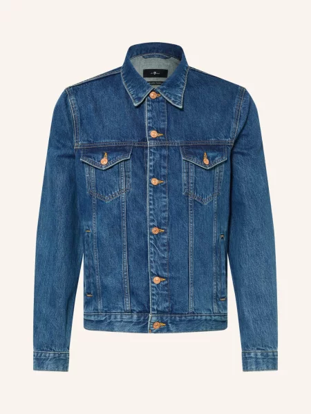 7 For All Mankind Džínová Bunda Perfect Jacket mid blue modrá