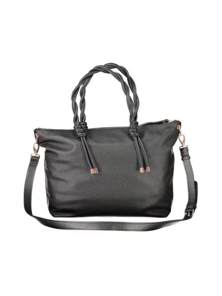 Lniana torebka Valentino Bags czarna