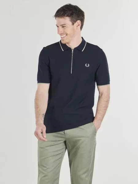 Krepová polokošeľa Fred Perry modrá