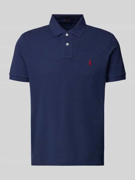 Koszulka polo o kroju slim fit z czystej bawełny Polo Ralph Lauren niebieska