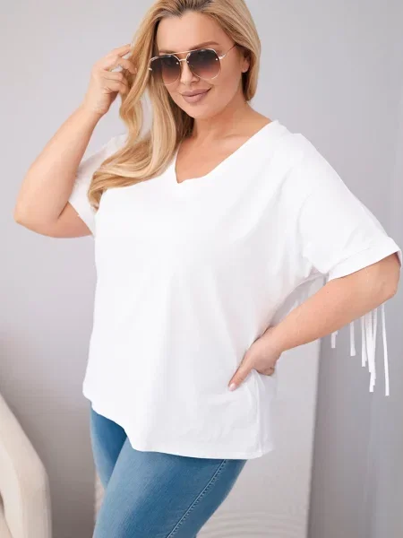 Bluză Kesi Włoski cu decolteu în V alb