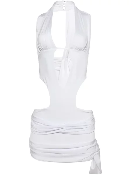 Mały sukienka mini Di Petsa drapowana garniturowa biała