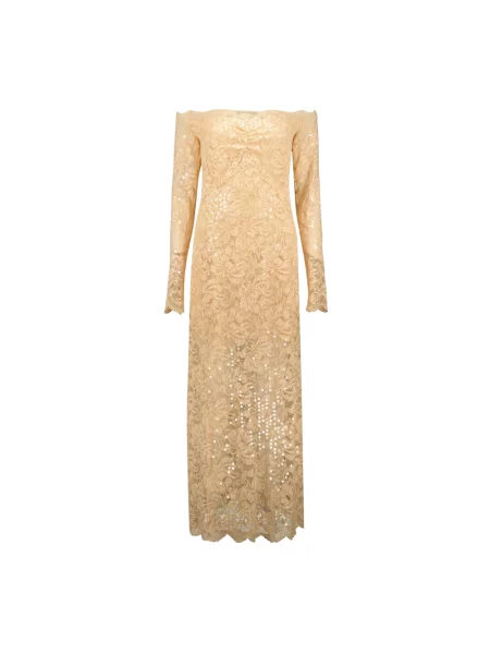 Długa sukienka maxi Rabanne elegancka beżowa