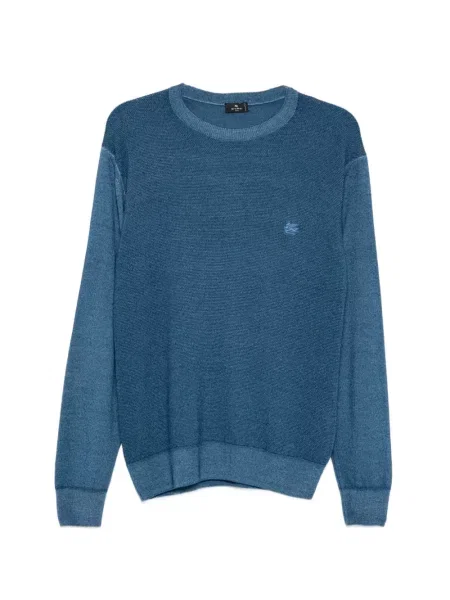 Pulover Etro cu broderie cu decolteu rotund albastru