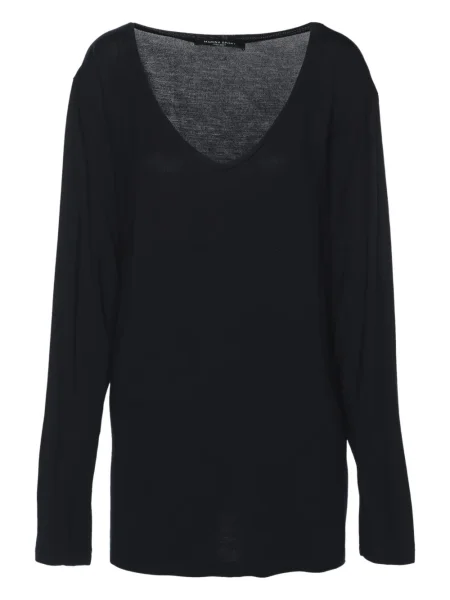 Długa koszulka Marina Rinaldi z dekoltem w serek niebieska