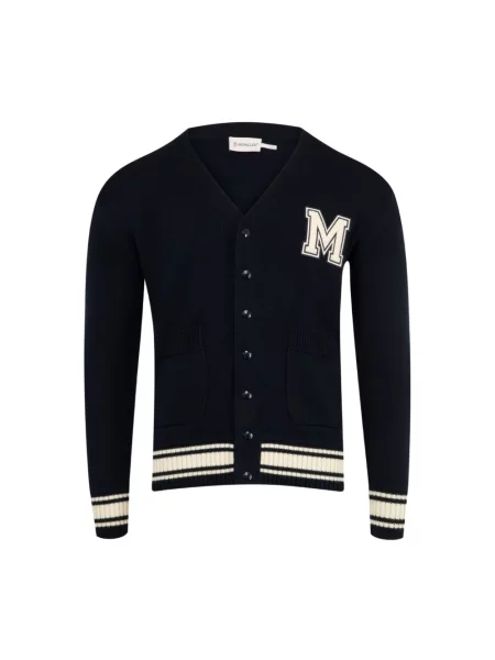 Kardigan Moncler wełniany ocieplany niebieski