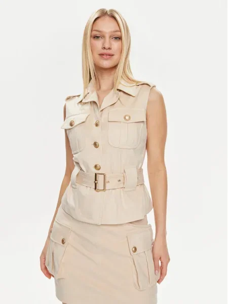 Guess Vestă elegantă Felisia bej