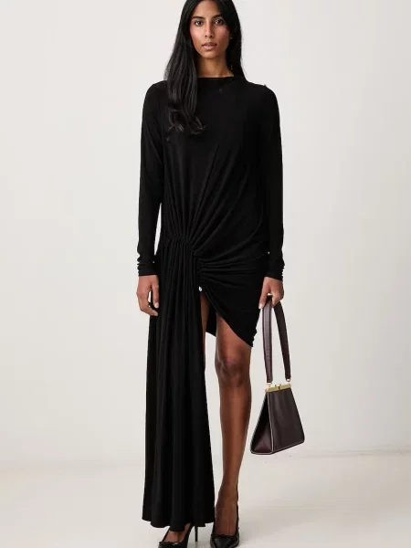 Sportmax Party ασύμμετρο φόρεμα απλό μαύρο