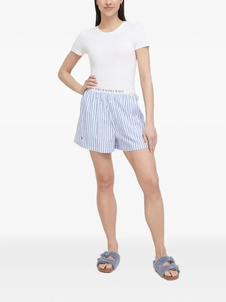 Pletene prugaste kratke hlače Polo Ralph Lauren veze bijela