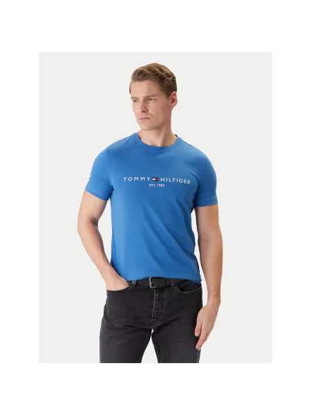 TOMMY HILFIGER Majica mornarska / azur / rdeča / bela modra