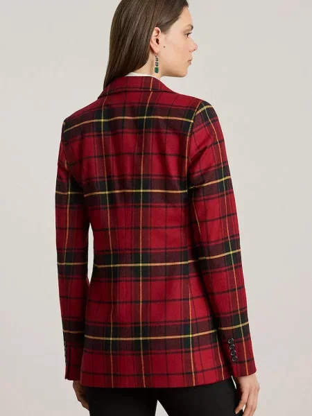 Lauren Ralph Lauren marynarka z dodatkiem wełny czerwona