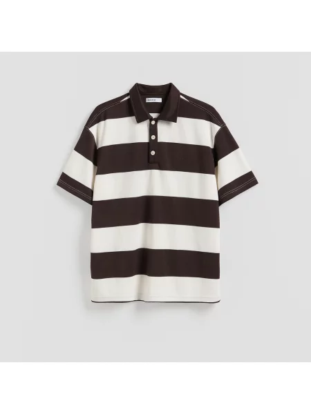 Reserved Polo tričko boxy tmavě hnědá
