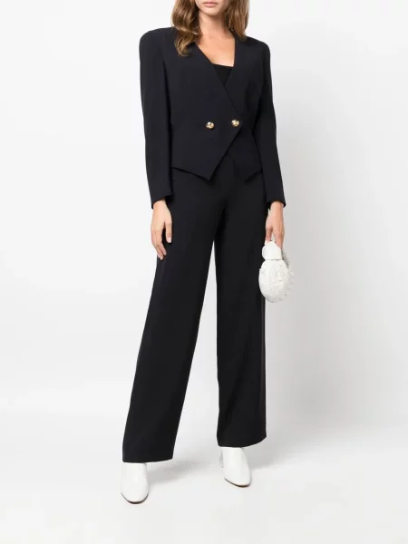 Široké kalhoty Giorgio Armani Pre-owned černé
