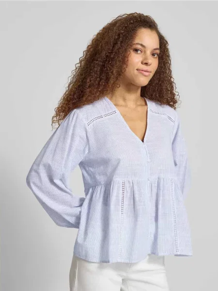 Bluzka z długim rękawem w kroju relaxed fit z czystej bawełny Model NORA' Only biała