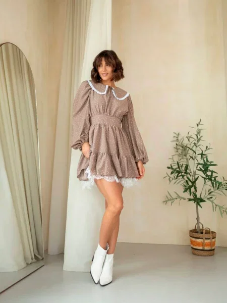 Сукня міні Milirud текстиль/поліестер бежевий