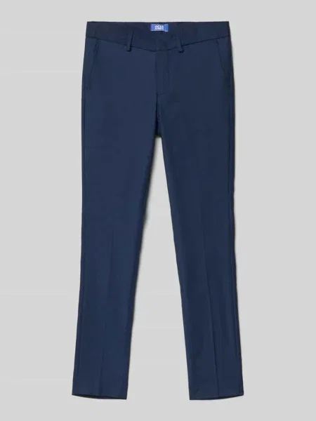 Spodnie z zakładkami w pasie o kroju regular fit z dodatkiem wełny model ‘SOLARIS’ Jack & Jones granatowe