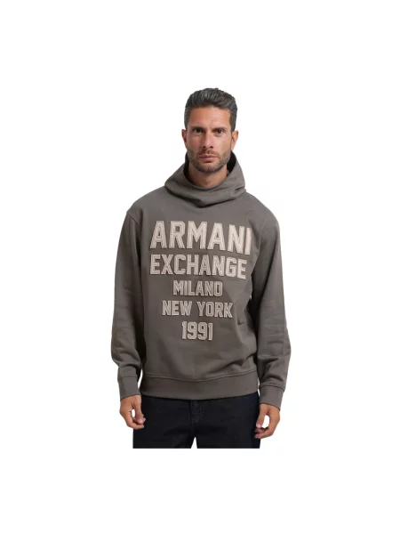 Bluza z kapturem Armani Exchange z kapturem szara