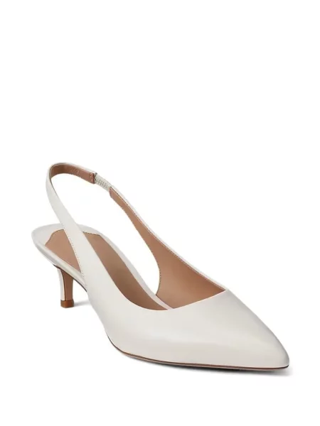 Pantofi cu toc Lauren Ralph Lauren slingback cu bretele alb