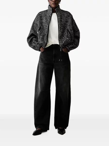 Geacă Ermanno Firenze cu paiete cu model herringbone negru