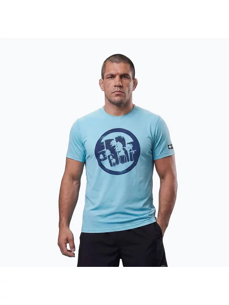 Tricou pentru bărbați Pitbull Palms mesh light blue logo albastru