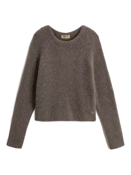 Pulover Woolrich cu decolteu rotund maro