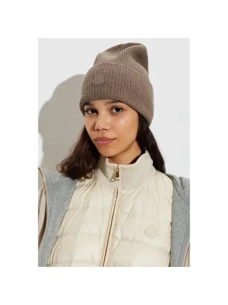 Czapka Moncler wełniana brązowa