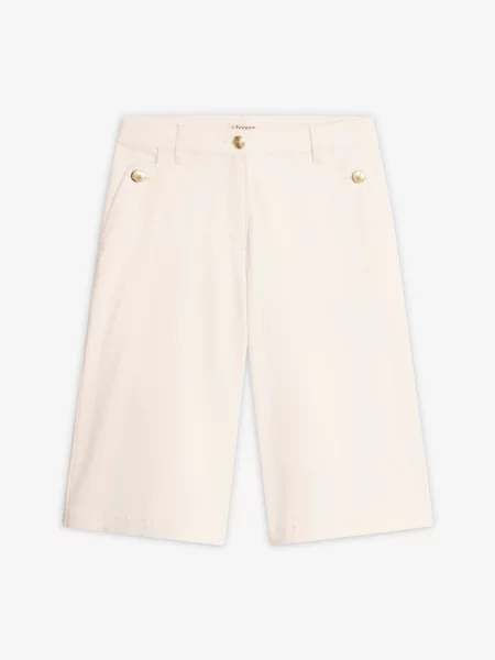 Bermudy wide leg z elastycznego diagonalu białe