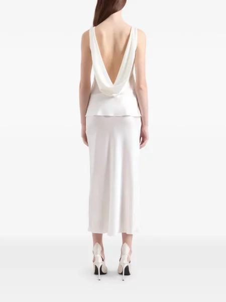 Top Nina Ricci de mătase drapat alb