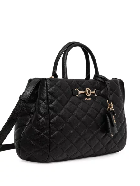 Prošiven shopper torbica Guess s autogramom crna