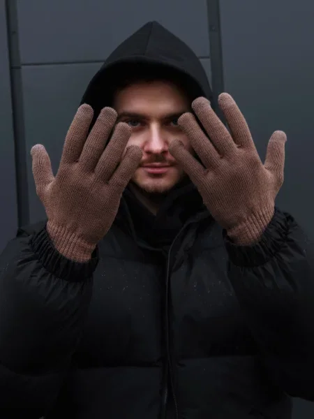 Without Рукавички Вовна коричневий