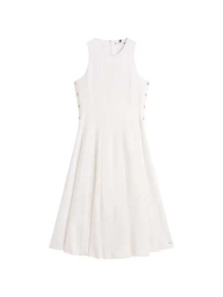 Rochie midi Tommy Hilfiger fără mâneci până la genunchi de costum alb