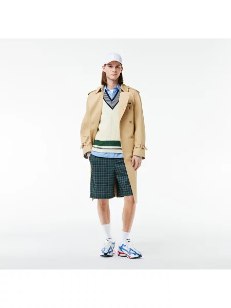 Lacoste Unisex Luźny Dopasowany Sweter Kolorowy Blokujący biały
