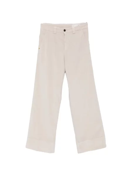 Pantaloni White Sand de catifea cord alb