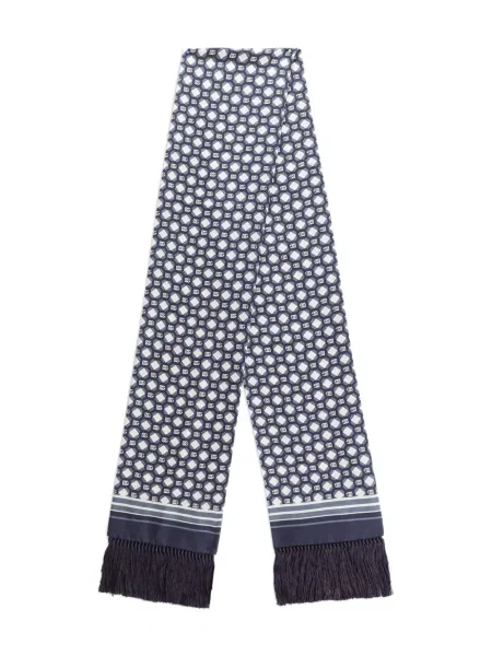 Fular Dolce & Gabbana cu franjuri cu imprimeu geometric albastru