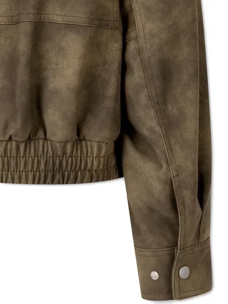 Geacă bomber Studio Tomboy din piele de căprioară maro