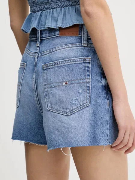 Tommy Jeans farmer rövidnadrág sima magas derekú kék
