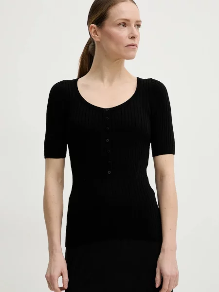 Herskind bluzka z domieszką jedwabiu Mie czarna