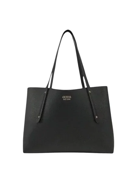 Duża shopperka Guess skórzana czarna