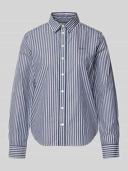 Bluzka o kroju regular fit ze wzorem w paski i wyhaftowanym logo Gant biała