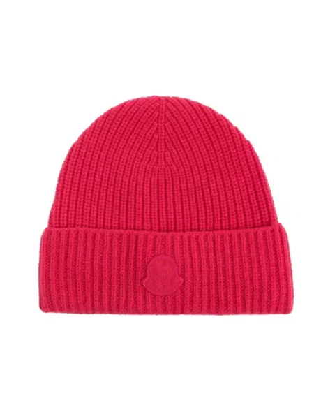 Czapka Moncler z kaszmiru czerwona