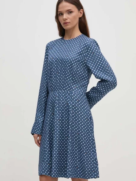 Рокля Tommy Hilfiger къса разкроена синьо
